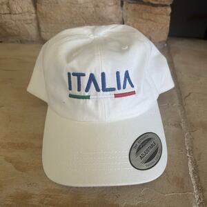 YUPOONG The Classics Hat White/ Blue With Italia‎ Logo Mult-Color Brand New!
